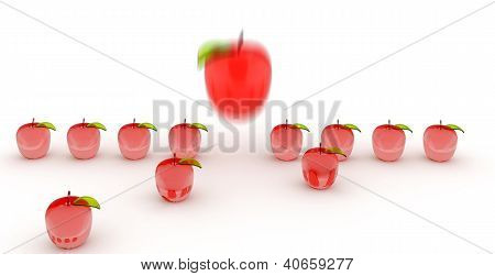 Red Glass Apples On A White Background
