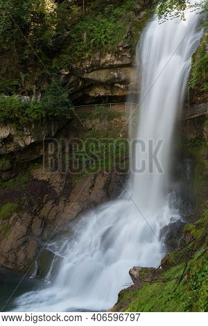 Giessbach, Switzerland - August 15, 2019 - Giessbach Waterfall
