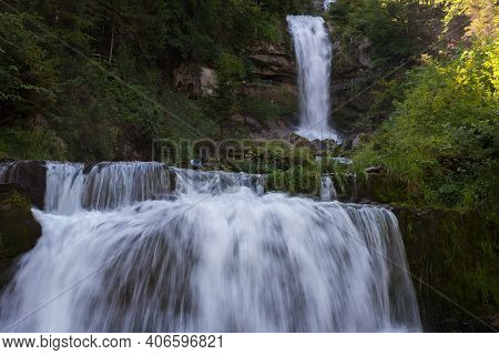 Giessbach, Switzerland - August 15, 2019 - Giessbach Waterfall