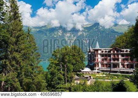 Giessbach, Switzerland - August 15, 2019 - View Of Grand Hotel Giessbach