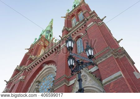 Fragments Of A Building, Winter Landscape, St. Johns Church, Ullanlinna, Helsinki. High Quality Phot