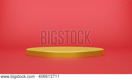 Golden Geometric Sphere Background Simple Podium Prototype Pallet Display And Commercial Product Con