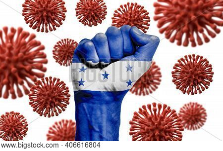 Honduras Flag Fist Fighting Off Coronavius Disease