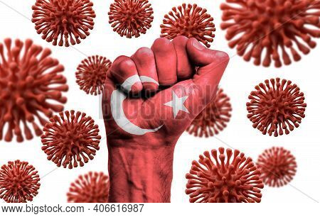Turkey Flag Fist Fighting Off Coronavius Disease