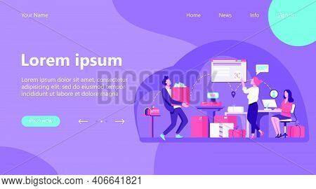 People Working At Post Office Flat Vector Illustration. Shipping And Delivery Service Concept. Mail 
