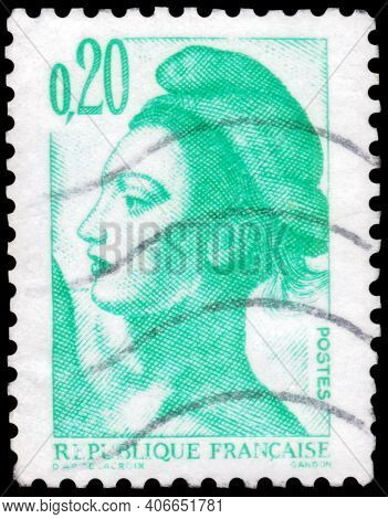 Saint Petersburg, Russia - September 27, 2020: Postage Stamp Issued In The France With The Image Of 