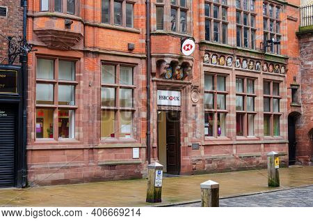 Chester; Uk: Jan 29, 2021: The Hsbc Bank Have A Branch On Eastgate Street.