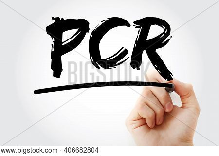 Pcr - Polymerase Chain Reaction Acronym With Marker, Medical Concept Background