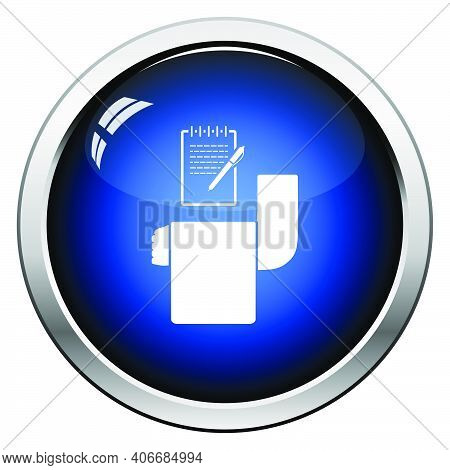 Waiter Take Oder Icon. Glossy Button Design. Vector Illustration.