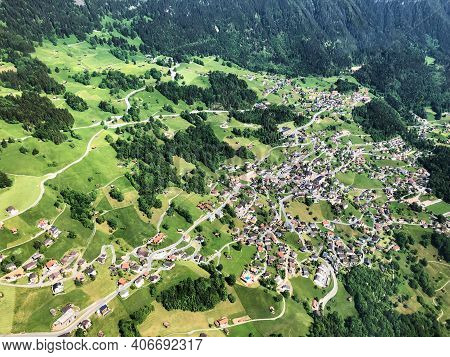 Flight Over The Village Of Triesenberg In Liechtenstein 26.5.2018