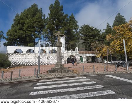 Cruz De Tejeda, Canary Islands, Spain December 15, 2020: View Of Old Stone Building Of Panoramic Spa