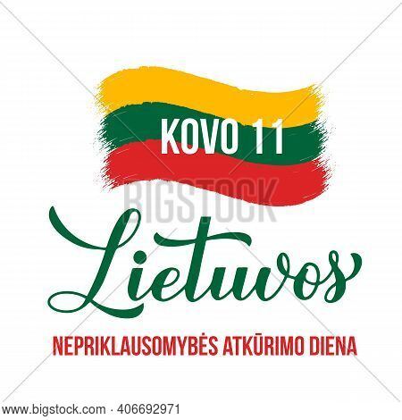 Lithuania Independence Day Typography Poster In Lithuanian Language. Lithuanian Holiday Celebrate On