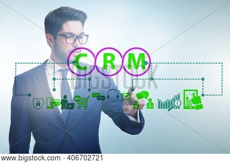 CRM custromer relationship management concept with businessman