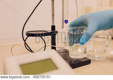 Electrode Ph Meter And Ph Meter For Laboratory Measurements. Water And Solution. Used For Researcher