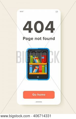 Multicolored Vector Icon Of Book Shelves On Mobile Phone Screen Representing E-library