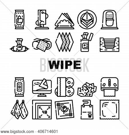 Wipe Hygiene Accessory Collection Icons Set Vector