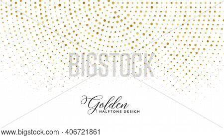 Golden Sparkle Halftone On White Background Design