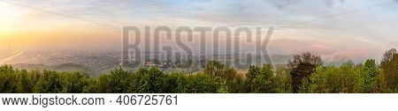 Panoramic Morning View With Grinzing And Skyline Of Vienna, Austria
