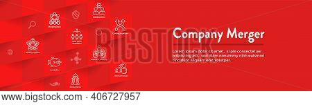 Companies Merging Together, One Buying Out The Other & Icon Set Header Banner