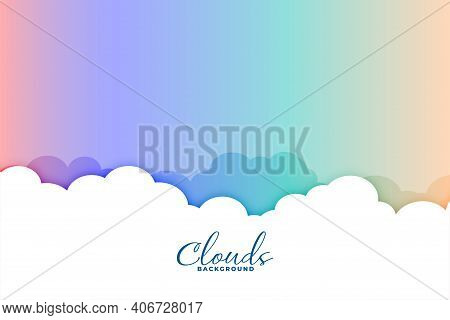 Clouds Background With Colorful Rainbow Sky Design