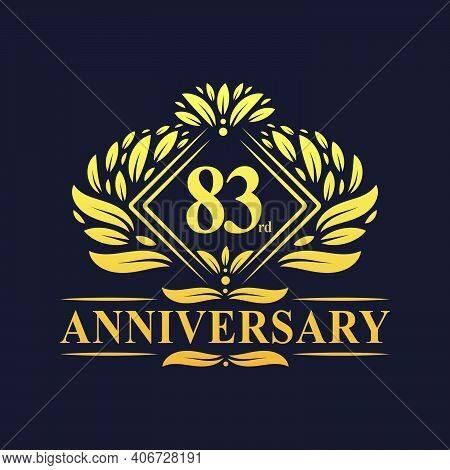 83 Years Anniversary Logo, Luxury Floral Golden 83rd Anniversary Logo.