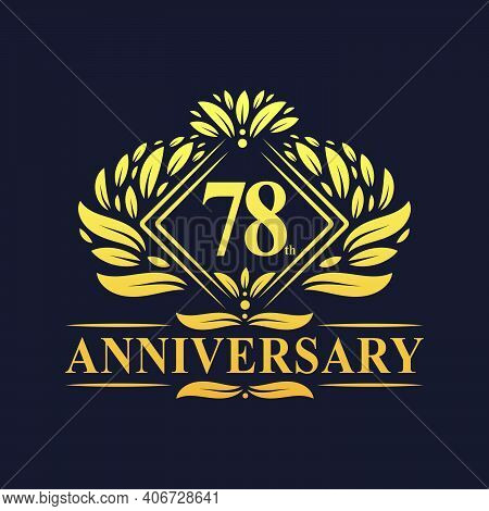 78 Years Anniversary Logo, Luxury Floral Golden 78th Anniversary Logo.