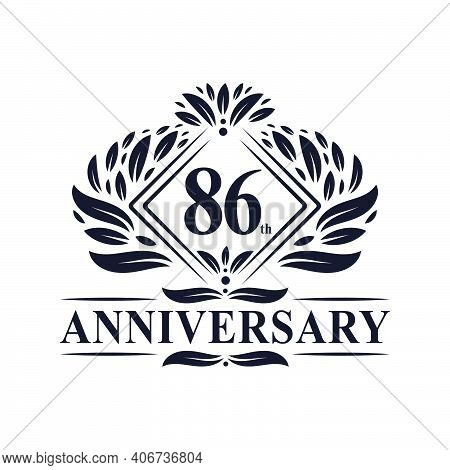 86 Years Anniversary Logo, Luxury Floral 86th Anniversary Logo.