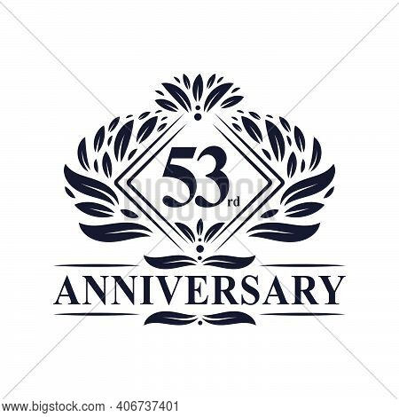 53 Years Anniversary Logo, Luxury Floral 53rd Anniversary Logo.