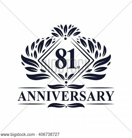 81 Years Anniversary Logo, Luxury Floral 81st Anniversary Logo.