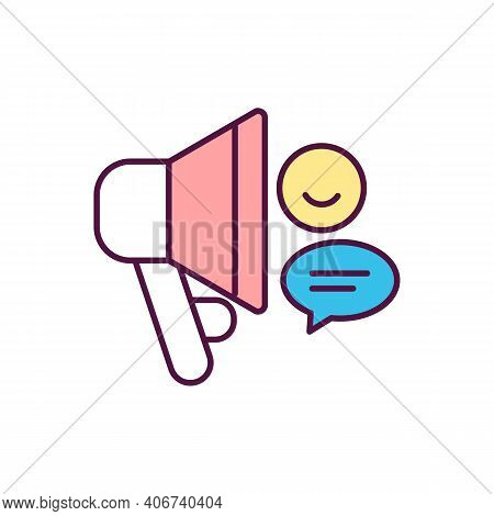 Advertisement Campaign Rgb Color Icon. Social Media Promotion. Broadcasting Information With Megapho