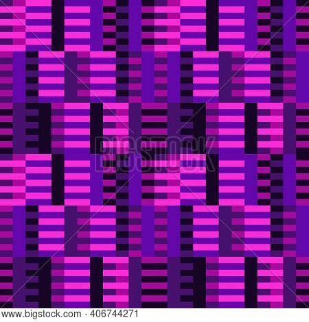 Geometric Seamless Pattern. Bauhaus Style Background. Modular Grid Print. Straight Stripe, Line, Str
