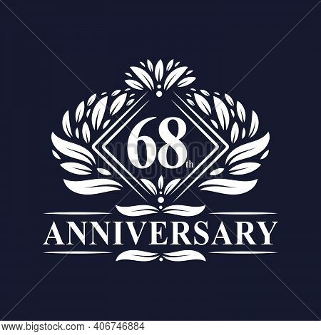 68 Years Anniversary Logo, Luxury Floral 68th Anniversary Logo.