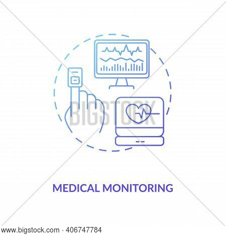 Medical Monitoring Concept Icon. Cps Application Idea Thin Line Illustration. Estimating Patient Hea