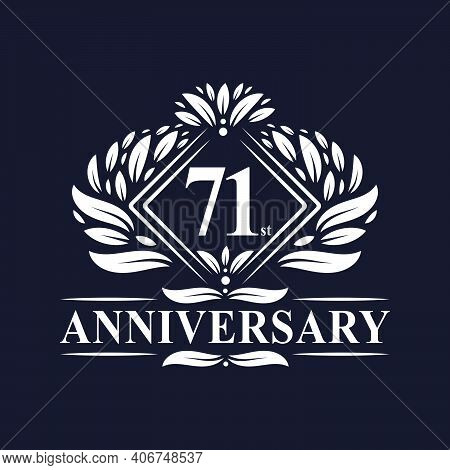 71 Years Anniversary Logo, Luxury Floral 71st Anniversary Logo.