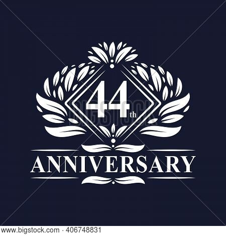 44 Years Anniversary Logo, Luxury Floral 44th Anniversary Logo.