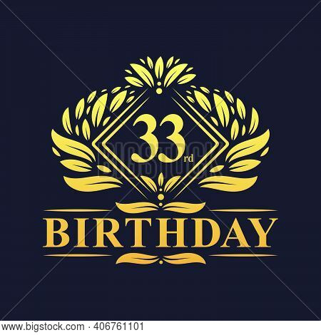 33 Years Birthday Logo, Luxury Golden 33rd Birthday Celebration.