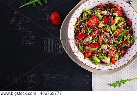 Tabbouleh With Quinoa. Tabbouleh Salad - Traditional Middle Eastern Cuisine. Vegetarian Salad With Q