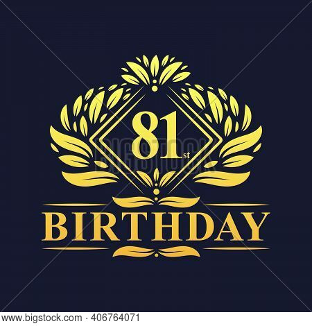 81 Years Birthday Logo, Luxury Golden 81st Birthday Celebration.