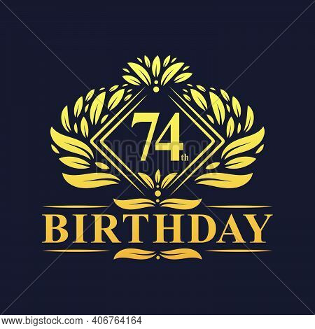 74 Years Birthday Logo, Luxury Golden 74th Birthday Celebration.