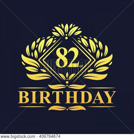 82 Years Birthday Logo, Luxury Golden 82nd Birthday Celebration.