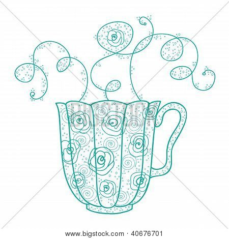 caffè tea cup floral vector sfondo wallpaper pattern