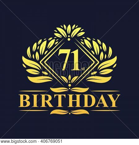 71 Years Birthday Logo, Luxury Golden 71st Birthday Celebration.