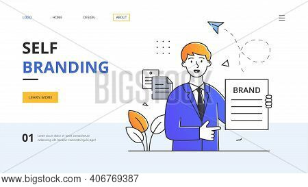 Self Branding Concept With A Young Successful Man Holding A Diploma In His Hands With His Achievemen