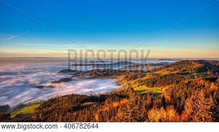 Sea And Mist Of Fog At Zurich Oberland Picture Taken From Bachtel Tower