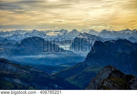 Fantastic View Of The Clariden Glacier. Hike, Climb And Enjoy In The Glarus Mountains. Photo From Su
