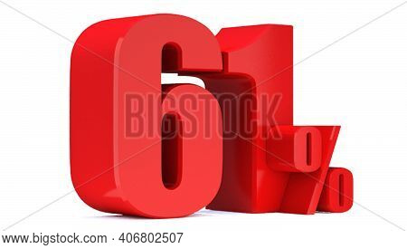 61 Percent Off 3d Sign On White Background, Special Offer 61% Discount Tag, Sale Up To 61 Percent Of