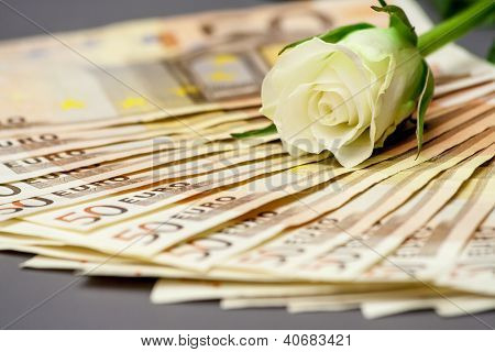 Factures d'argent avec Rose blanche
