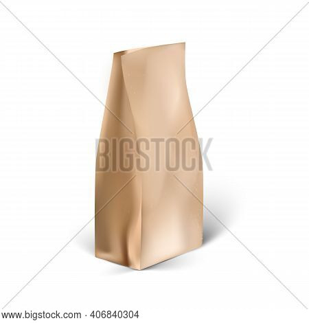 Brown Eco Paper Coffee Packaging. Craft Papaer Coffee Pack Mockup.