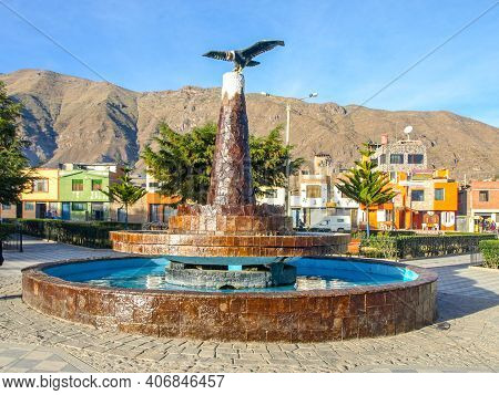 Cabanaconde, Peru - July 16, 2010: Condor Statue In Cabanaconde Village At Colca Canyon, Peru, Latin