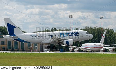 July 2, 2019, Moscow, Russia. Airplane Airbus A319-100 Fly One Airlines At Vnukovo Airport In Moscow